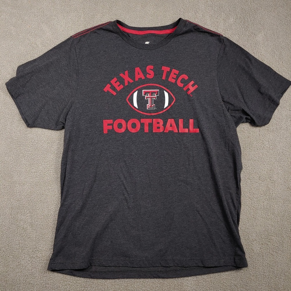 Texas Tech Football T-Shirt - Men XXL Charcoal Red Raiders Colosseum Graphic Tee